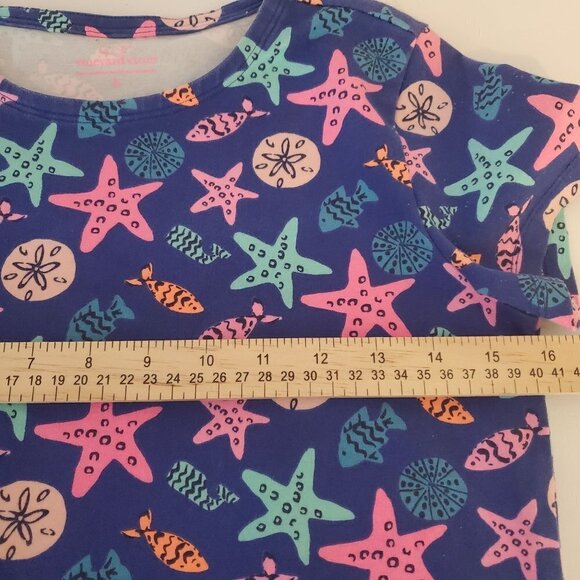 Vineyard Vines Dress Girls L Large Sea Critters Royal Ocean Soft Jersey Knit - Picture 4 of 10
